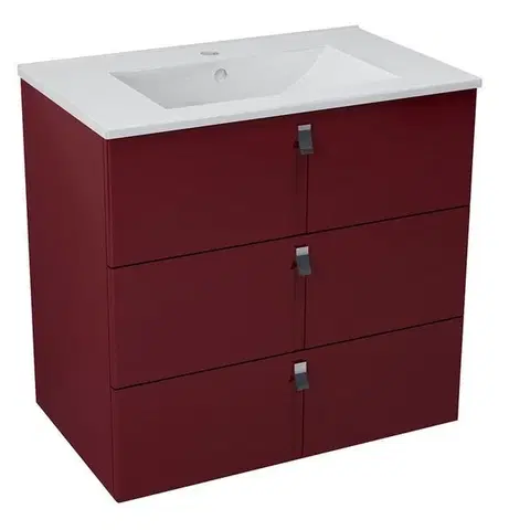 Koupelnový nábytek SAPHO MITRA umyvadlová skříňka, 3 zásuvky, 89,5x70x45,2 cm, bordó MT113