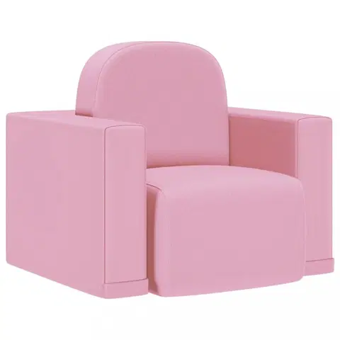 Dětské stoly a židle Multifunkční dětské křeslo umělá kůže Dekorhome Světle růžová