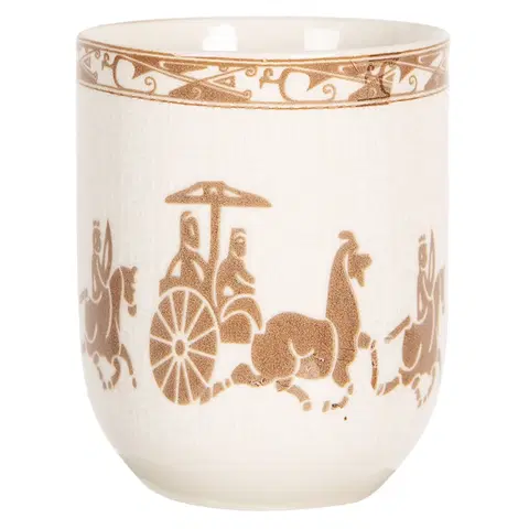 Hrnky a šálky Porcelánový kalíšek na čaj s antickými motivy - ∅ 6*8 cm / 0,1L Clayre & Eef 6CEMU0090