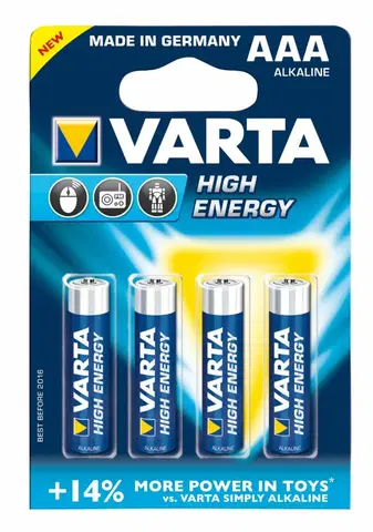 Jednorázové baterie Varta baterie alkalická 1,5V AAA  High Energy 4903 LR03/4BL