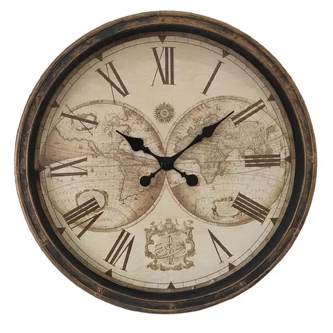 Hodiny Antik nástěnné hodiny s polokoulemi Wanio - Ø 50*5 cm / 1*AA Clayre & Eef 6KL0775