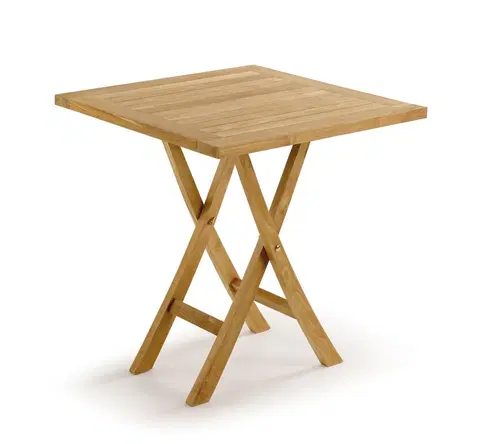 Zahradní stoly Estila Stylový zahradní stolek čtvercový z teakového dřeva Jardin