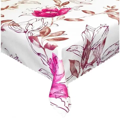 Ubrusy Forbyt, Ubrus nešpínivou úpravou, Květ růžový 140 x 180 cm