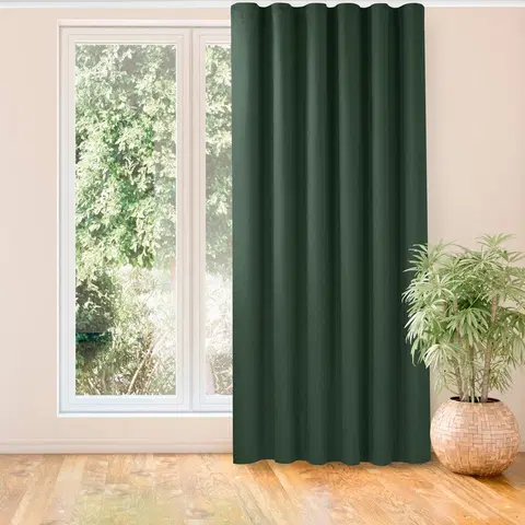 Záclony HOMEDE Závěs MILANA klasická transparentní vlnovka 7 cm zelený, velikost 140x300