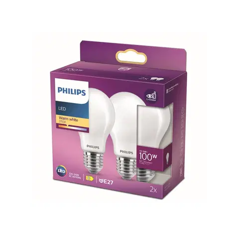 LED žárovky Philips Philips LED žárovka E27 10,5W 2 700K opál 2ks