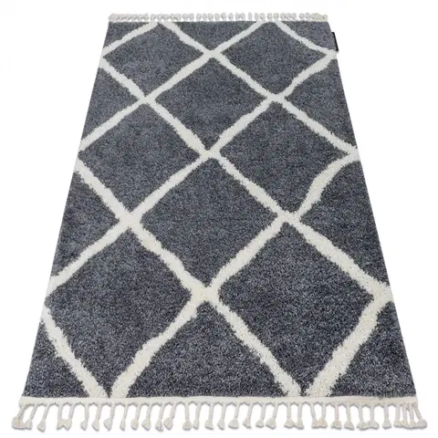 Koberce a koberečky Dywany Lusczow Kusový shaggy koberec BERBER CROSS šedý, velikost 120x170