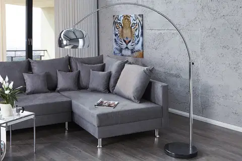 Designové a luxusní stojící lampy Estila Designová moderní stojací lampa Big Bow II 170-205 cm chrom