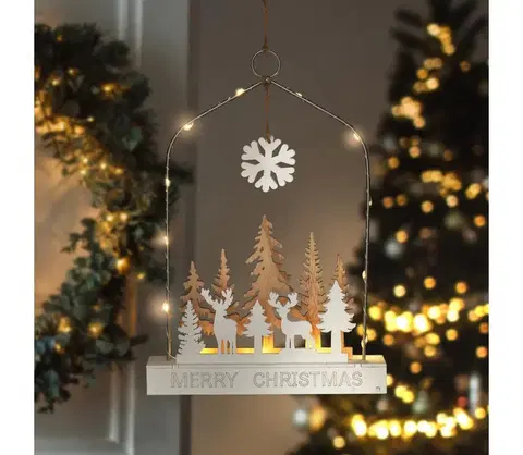 Vánoční dekorace   1V249 - LED Vánoční dekorace LED/2xAA les s jeleny 