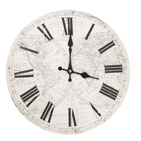 Hodiny Bílé hodiny s římskými číslicemi World - 34*4 cm / 1xAA Clayre & Eef 5KL0088