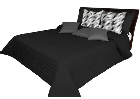 Luxusní přehozy na postel Černý přehoz na dvoulůžko prošívaný