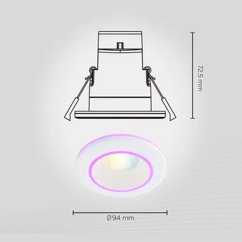 Inteligentní zapuštěná světla Calex Calex Smart Halo vestavný downlight CCT RGB bílá