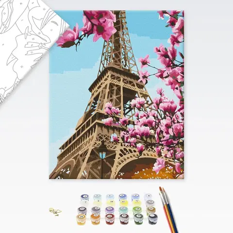 Města Malování podle čísel sakura v Paříži