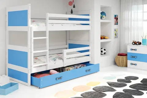 Postele BMS Dětská patrová postel RICO | bílá 80 x 160 cm Barva: Modrá