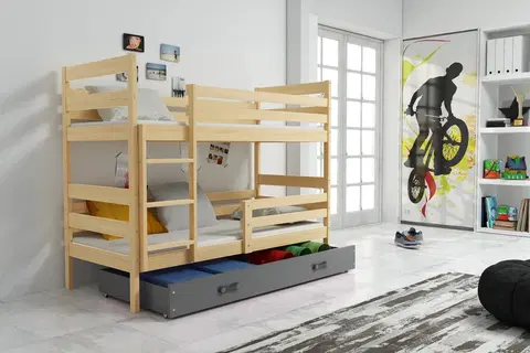 Postele BMS Dětská patrová postel ERYK | borovice Barva: Borovice / šedá, Rozměr: 190 x 80 cm