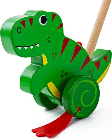 Dřevěné hračky Bigjigs Toys Dřevěný jezdící dinosaurus T-REX zelený