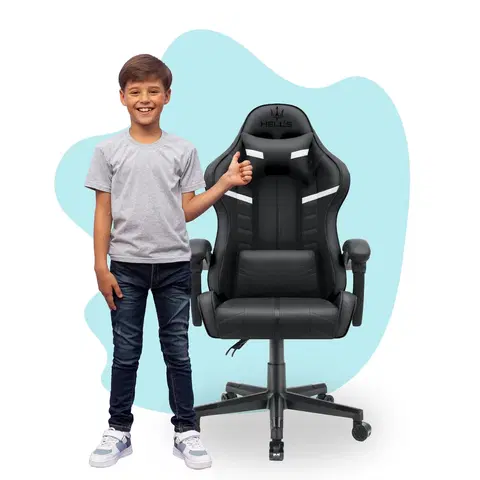Herní křesla Dětská židle na hraní HC - 1004 černá s bílými detaily