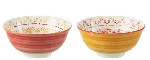 Mísy a misky Set 2ks barevná porcelánová miska Bowl Jam - Ø15*7cm/ 570ml J-Line by Jolipa 34730