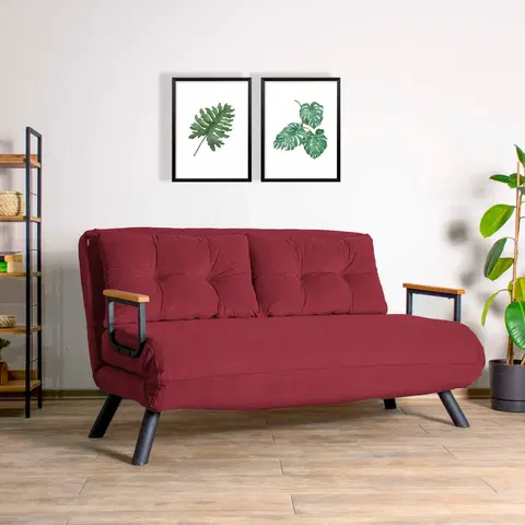 Pohovky a gauče Pohovka s lůžkem SANDO dvoumístná bordó