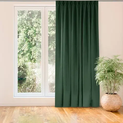 Záclony HOMEDE Závěs MILANA klasický flex 7,5 cm s dvojitým záhybem zelený, velikost 420x175