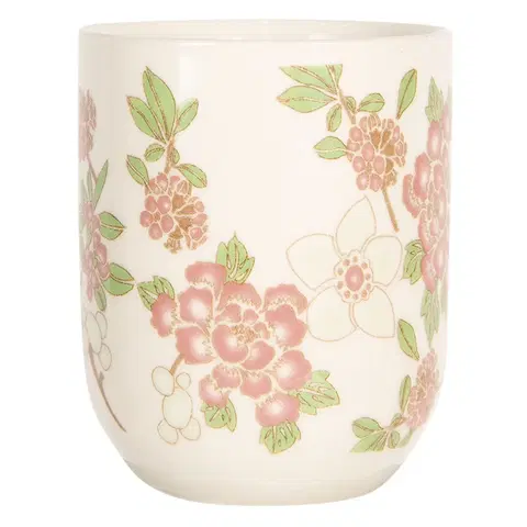 Hrnky a šálky Porcelánový kalíšek na čaj se sakurou - ∅ 6*8 cm / 0,1L Clayre & Eef 6CEMU0079