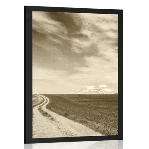 Černobílé Plakát čarokrásná krajina v sépiovém provedení