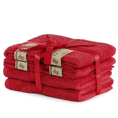 Ručníky Sada 2 osušek a 4 ručníků DecoKing Bella červených, velikost 2*70x140+4*50x100