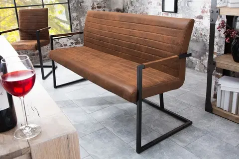 Luxusní jídelní židle Estila Designová prošívaná lavice Imperial 160cm hnědá