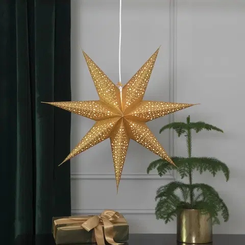 Vánoční světelná hvězda STAR TRADING Papírová hvězda Blinka bez osvětlení, Ø60cm, zlatá