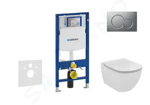 Záchody GEBERIT Duofix Set předstěnové instalace, klozetu a sedátka Ideal Standard Tesi, tlačítka Sigma01, Aquablade, SoftClose, matný chrom 111.300.00.5 NU3