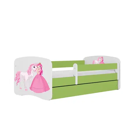 Dětské postýlky Kocot kids Dětská postel Babydreams princezna a poník zelená, varianta 80x160, se šuplíky, s matrací