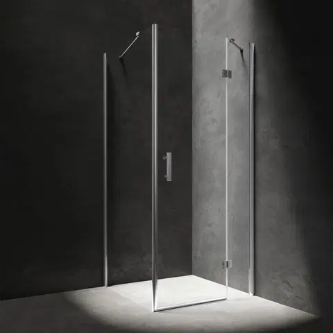 Sprchové kouty OMNIRES MANHATTAN čtvercový sprchový kout s křídlovými dveřmi, 80 x 80 cm chrom / transparent /CRTR/ MH8080CRTR