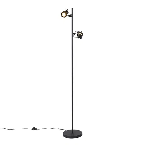 Stojaci lampy Průmyslová stojací lampa černá 2-světlo - Suplux