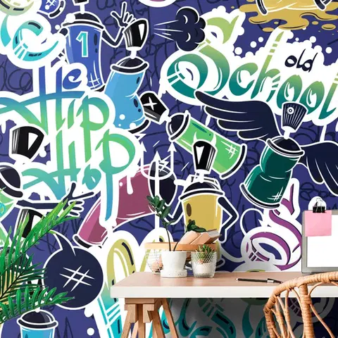 Samolepící tapety Samolepící tapeta veselý street art ve fialovém