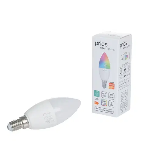SmartHome LED ostatní žárovky PRIOS Prios LED svíčka E14 4,9W RGBW WLAN matná, 2ks