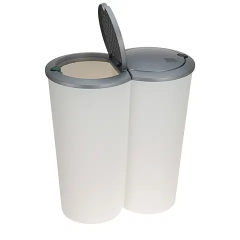 Odpadkové koše DekorStyle Odpadkový koš Matteo 2x25 L bílo-šedý