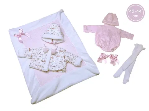 Hračky panenky LLORENS - M844-38 obleček pro panenku miminko NEW BORN velikosti 43-44 cm