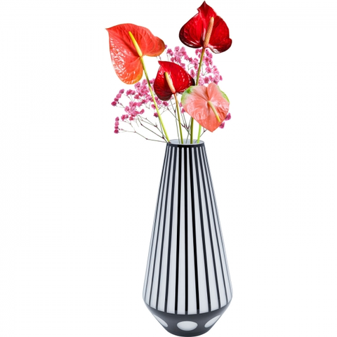 Skleněné vázy KARE Design Černobílá skleněná váza Brillar Cylinder 44cm