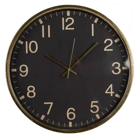 Hodiny Černozlaté antik nástěnné hodiny - Ø 50*5 cm / 1*AA Clayre & Eef 6KL0780