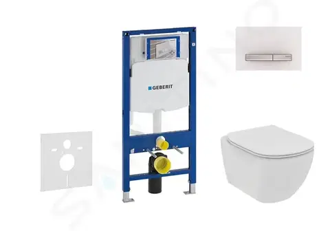 Záchody GEBERIT Duofix Set předstěnové instalace, klozetu a sedátka Ideal Standard Tesi, tlačítka Sigma50, Rimless, SoftClose, alpská bílá 111.300.00.5 NE8