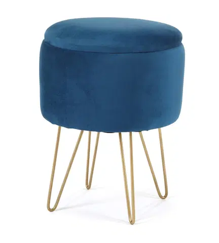 Taburety Ak furniture Taburet Lili s úložným prostorem tmavě modrý