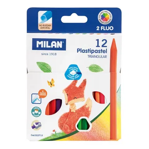 Hračky MILAN - Pastelky trojhranné 10 ks + 2x Fluo