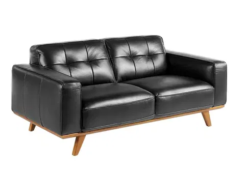Luxusní a designové sedačky Estila Luxusní moderní dvousedačka Vita Naturale z pravé kůže černá 181cm