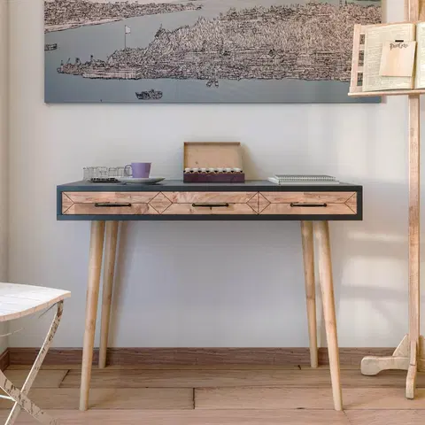 Kancelářské a psací stoly Psací stůl MILANO antracit borovice