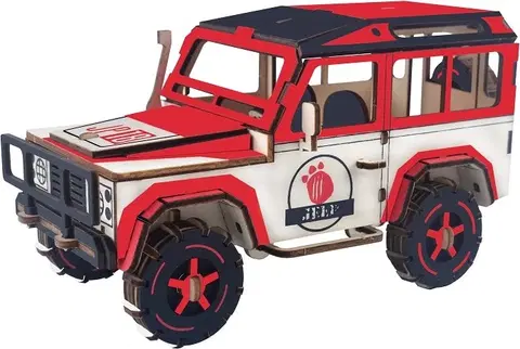 3D puzzle Woodcraft construction kit Dřevěné 3D puzzle SUV červené
