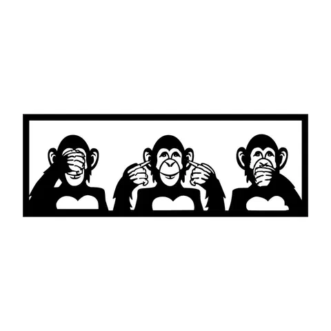 Bytové doplňky a dekorace Wallity Nástěnná dekorace Three Monkeys černá - M