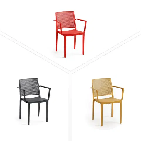 Zahradní židle a křesla Plastové křeslo s područkami STOCKHOLM (různé barvy) antracit