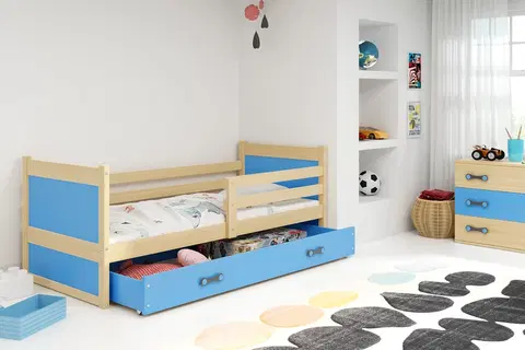Postele Detská posteľ RICO 1 / BOROVICA 185x80 Barva: Modrá