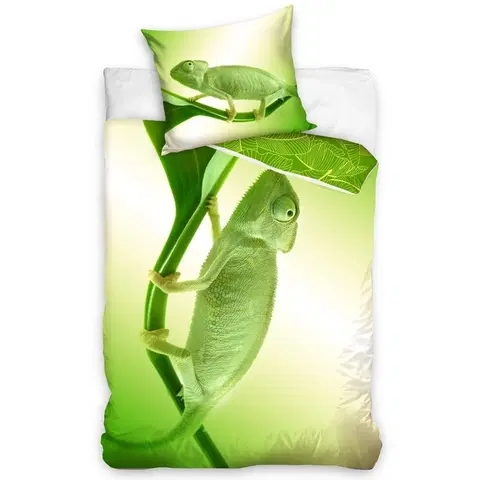 Povlečení BedTex Bavlněné povlečení Zelený Chameleon, 140 x 200 cm, 70 x 90 cm 
