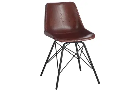 Jídelní stoly Hnědá designová židle Mocus potažená koženkou s kovovou konstrukcí - 46*49*79 cm J-Line by Jolipa 80391