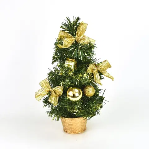 Vánoční dekorace Vánoční stromek zdobený Lisa zlatá, 30 cm